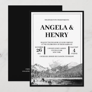 Rustic Modern Mountains Scenery Wedding Invitation Kaart