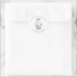 Rustic Modern Nautical Seashell Wedding Ronde Sticker<br><div class="desc">Rustieke moderne nautische zeeschelp bruiloft stickers met tinten van zee schuim blauw en kleigrijs. In het midden bevindt zich een waterverf met een collectie van delicate zeester en schelpen. Uw gegevens, in combinatie met onze moderne, chique typografie, maken deze perfect voor uw elegante affaire of bestemming bruiloft. Neem contact met...</div>