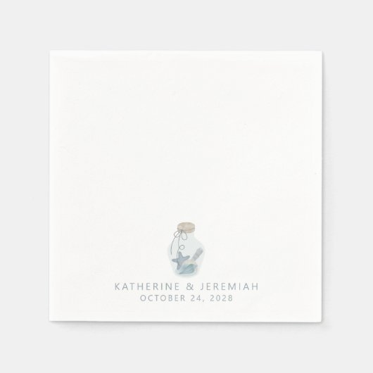 Rustic Modern Nautical Seashell Wedding Servet (Voorkant)