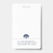 Rustic Modern Navy & White Willow Tree Logo Foto Badge (Achterkant)