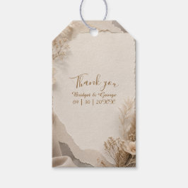 Rustic modern Neutrale Trouwdag Gescheurd Papier Cadeaulabel