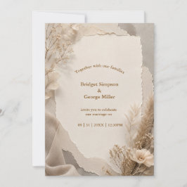 Rustic modern Neutrale Trouwdag Gescheurd Papier Kaart