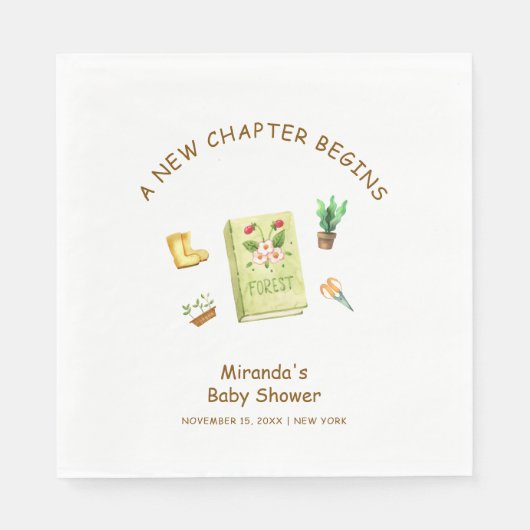 Rustic Modern New Chapter Garden Book Baby shower Servet (Voorkant)