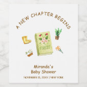 Rustic Modern New Chapter Garden Book Baby shower Wijn Etiket (Enkel label)