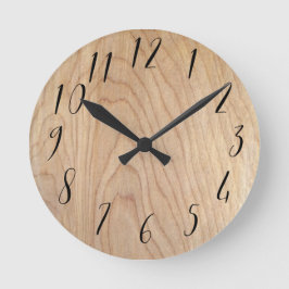 Rustic modern, onafgewerkt houten patroon bedrukt ronde klok