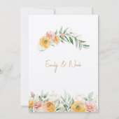 Rustic Modern Oranje Geel Aquarel Bloemmotief Kaart (Achterkant)