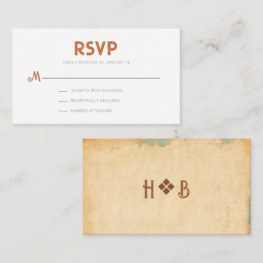 Rustic Modern Parchment RSVP Enclosure Card Informatiekaartje (Voorkant / Achterkant)
