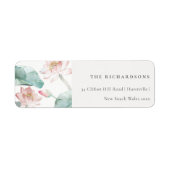 Rustic Modern Pastel Blush Green Waterlily Adres Etiket (Voorkant)