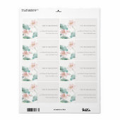 Rustic Modern Pastel Blush Green Waterlily Adres Etiket (Full Sheet)