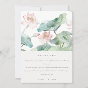 Rustic Modern Pastel Blush Green Waterlily Wedding Bedankkaart