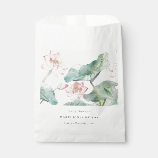 Rustic Modern Pastel Blush Waterlily Baby shower Bedankzakje (Voorkant)