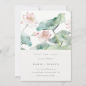 Rustic Modern Pastel Blush Waterlily Save the Date Kaart (Voorkant)