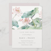 Rustic Modern Pastel Blush Waterlily Save the Date Kaart (Voorkant / Achterkant)