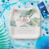 Rustic Modern Pastel Blush Waterlily Vrijgezellenf Papieren Bordje (Feest)