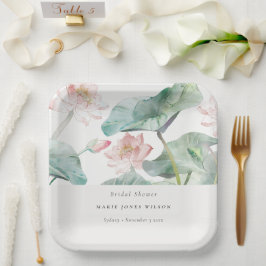 Rustic Modern Pastel Blush Waterlily Vrijgezellenf Papieren Bordje