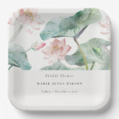 Rustic Modern Pastel Blush Waterlily Vrijgezellenf Papieren Bordje (Voorkant)