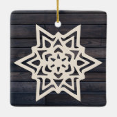 Rustic Modern Photo DIY Snowflake Familienaam Wood Keramisch Ornament (Achterkant)