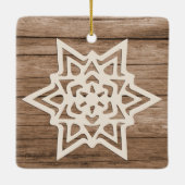 Rustic Modern Photo DIY Snowflake Familienaam Wood Keramisch Ornament (Achterkant)