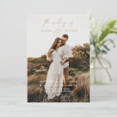 Rustic Modern Photo Script Wedding Invitation Kaart (Staand voorkant)