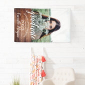 Rustic Modern Photo Wood Script Afstuderen Spandoek (Insitu)