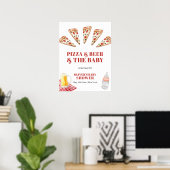 Rustic Modern Pizza Beers Baby shower Welkom Poster (Thuiskantoor)