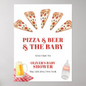 Rustic Modern Pizza Beers Baby shower Welkom Poster (Voorkant)