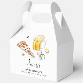 Rustic Modern Pizza Beers Pacifier Baby shower Bedankdoosjes