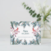 Rustic modern Prettig Kerstfeest dennentakken en v Feestdagenkaart (Staand voorkant)