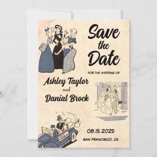  Rustic Modern Retro Wedding Save the Date Kaart (Voorkant)