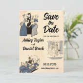  Rustic Modern Retro Wedding Save the Date Kaart (Staand voorkant)