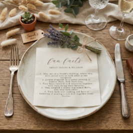 Rustic Modern Script Feiten Bruiloft Servet