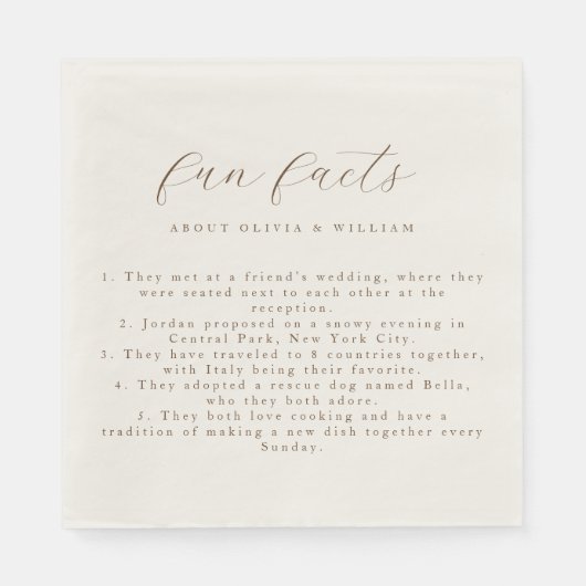 Rustic Modern Script Feiten Bruiloft Servet (Voorkant)