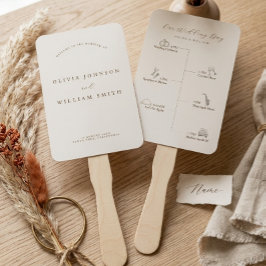 Rustic Modern Script Huwelijksprogramma en Tijdlij Handwaaier