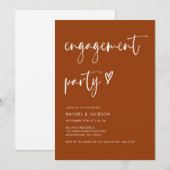 Rustic Modern Script Terracotta Engagement Party Kaart (Voorkant / Achterkant)