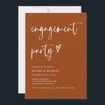 Rustic Modern Script Terracotta Engagement Party Kaart<br><div class="desc">Uitnodiging van de Partij van de Overeenkomst van de Overeenkomst van de Overeenkomst van het Moderne Manuscript</div>