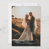 Rustic Modern Script Trouwfoto Save the Date Kaart (Voorkant)
