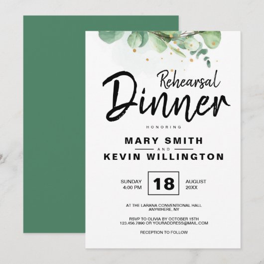 Rustic Modern Simple Boho Wedding Rehearsal Dinner Kaart (Voorkant / Achterkant)
