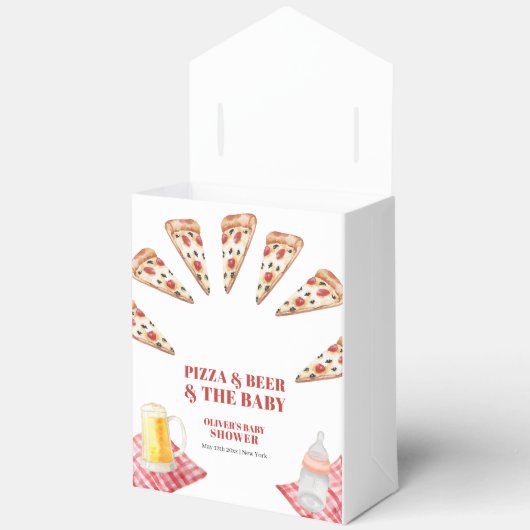 Rustic Modern Slice Pizza Beers Baby shower Bedankdoosjes (Open)