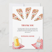 Rustic Modern Slice Pizza Beers Baby shower Bedankkaart (Voorkant)