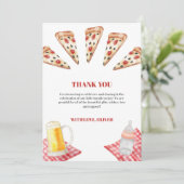 Rustic Modern Slice Pizza Beers Baby shower Bedankkaart (Staand voorkant)