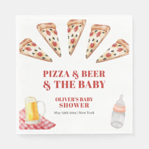 Rustic Modern Slice Pizza Beers Baby shower Servet