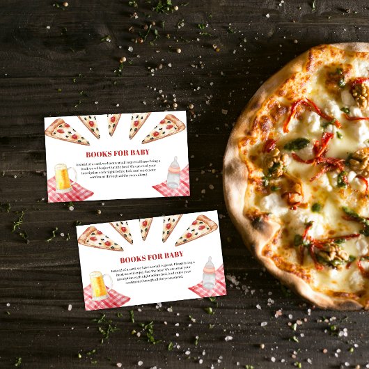 Rustic Modern Slice Pizza Beers Boeken Baby shower Informatiekaartje