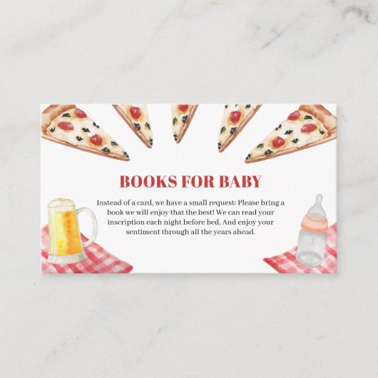 Rustic Modern Slice Pizza Beers Boeken Baby shower Informatiekaartje (Voorkant)