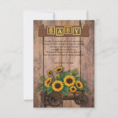 Rustic Modern Sunflower Carriage Baby shower Bedankkaart (Voorkant)