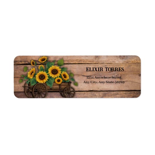 Rustic Modern Sunflower Carriage Baby shower Etiket (Voorkant)