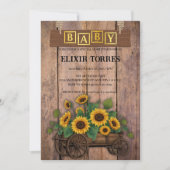 Rustic Modern Sunflower Carriage Baby shower Kaart (Voorkant)