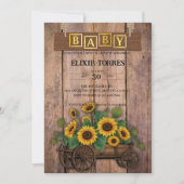 Rustic Modern Sunflower Carriage Baby shower Kaart (Voorkant)