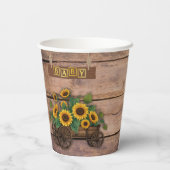 Rustic Modern Sunflower Carriage Baby shower Papieren Bekers (Achterkant)