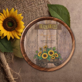 Rustic Modern Sunflower Carriage Baby shower Papieren Bordje
