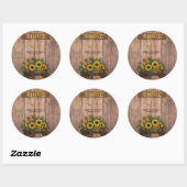 Rustic Modern Sunflower Carriage Baby shower Ronde Sticker (Vel)